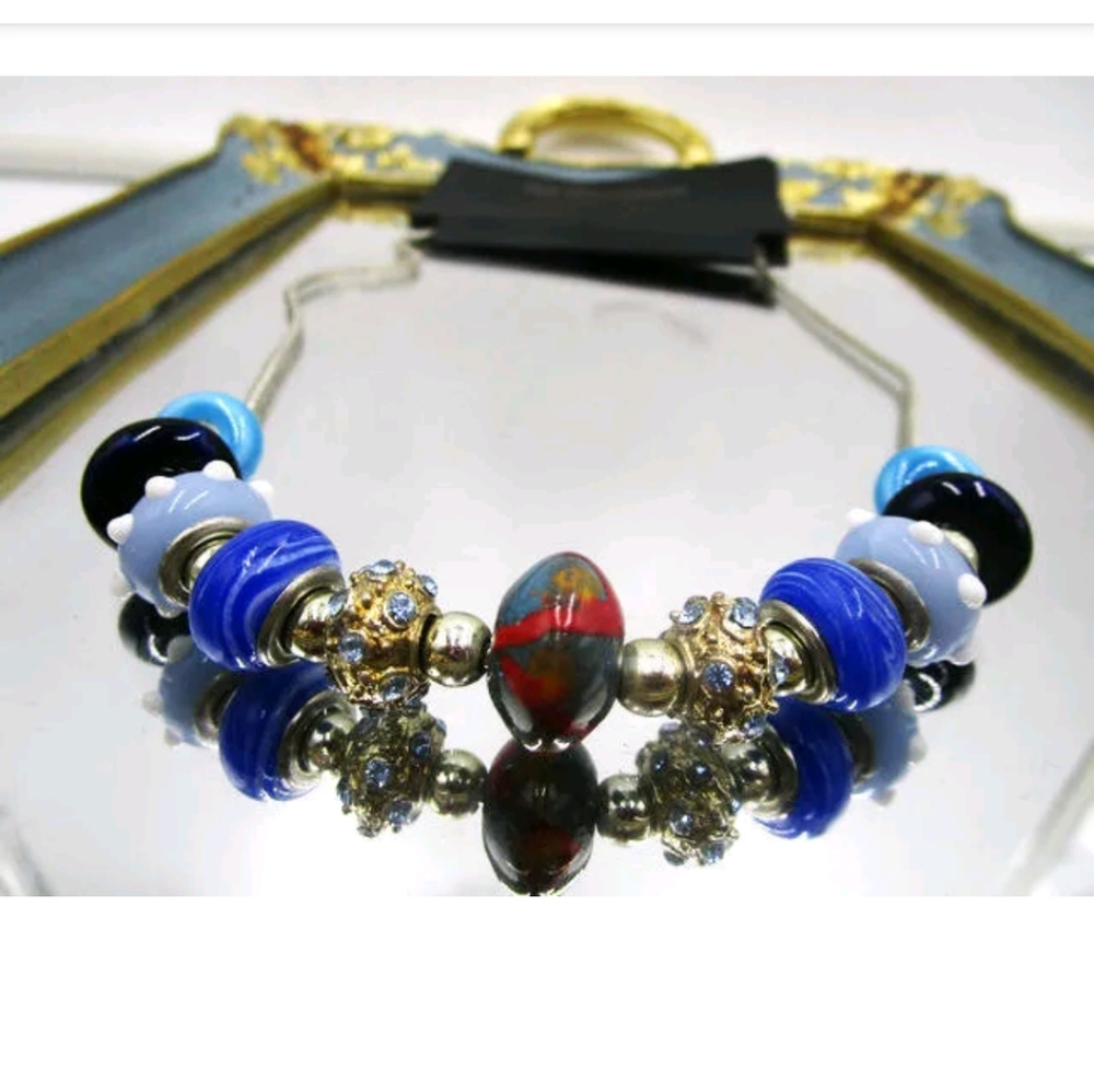 New multicolor silver beaded necklace